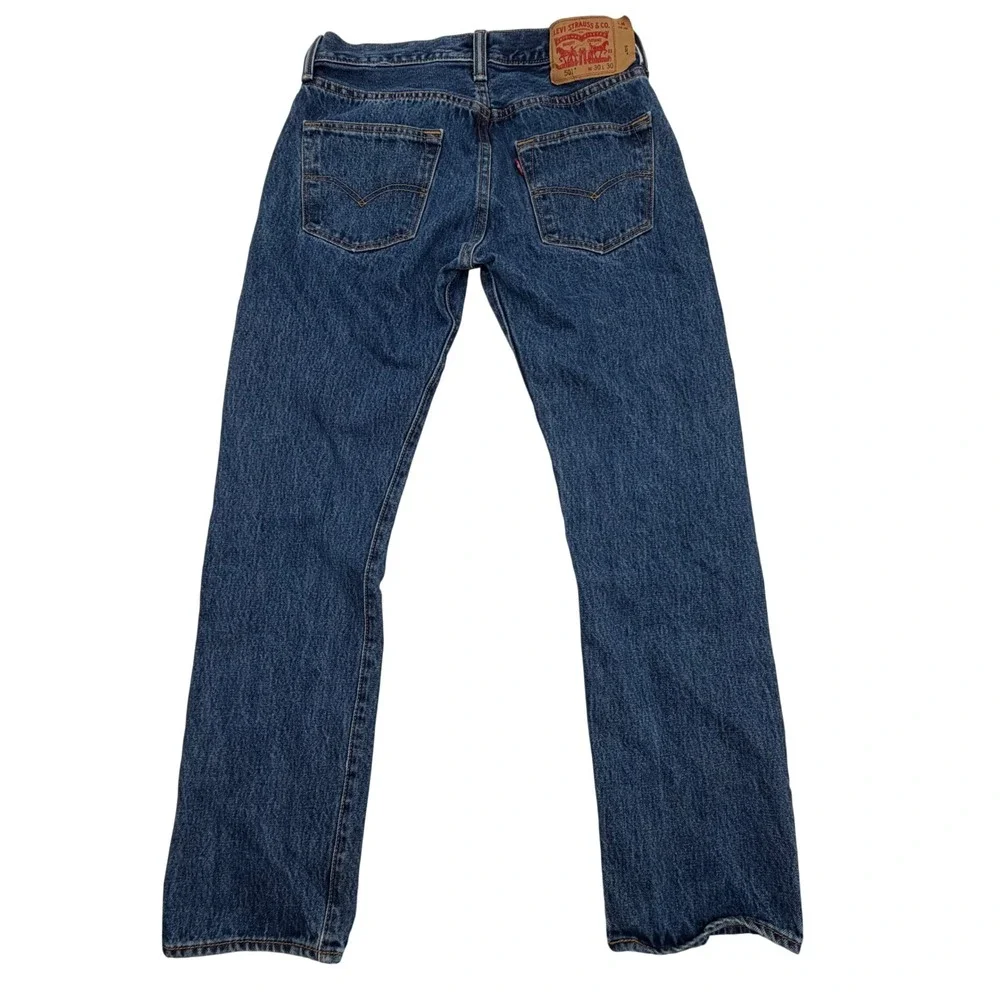 Levis 501 Original Fit Mens Button Fly Jeans 30x30 Medium Wash Blue Denim
